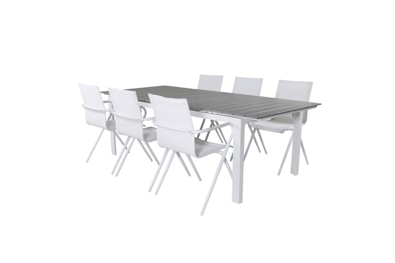 Levels Förlängningsbar Matgrupp Utomhus 229cm + 6 Alina Stolar - Grå/Vit - Utemöbler & utemiljö - Utegrupp - Matgrupp utomhus