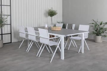 Levels Förlängningsbar Matgrupp Utomhus 229cm + 6 Alina Stolar - Grå/Vit - Utemöbler & utemiljö - Utegrupp - Matgrupp utomhus