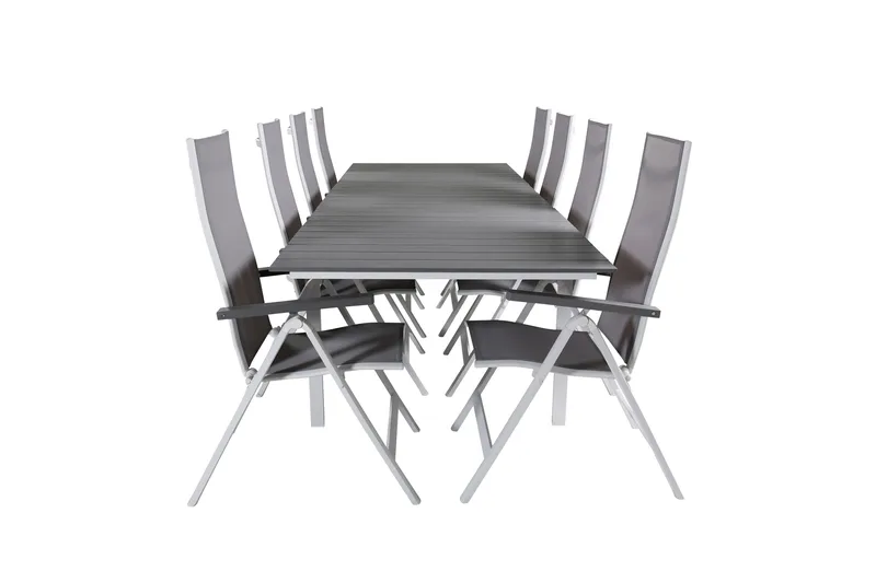 Levels Förlängningsbar Matgrupp Utomhus 229cm + 8 Albany Stolar, Brun/Vit