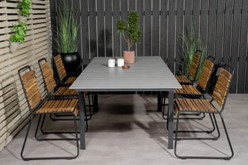 Levels Förlängningsbar Matgrupp Utomhus 240cm + 6 Bois Stolar - Trä/Natur/Svart - Utemöbler & utemiljö - Utegrupp - Matgrupp utomhus