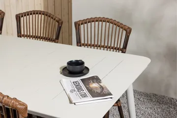 Lina Matgrupp 120 cm + 6 st Galera Karmstolar Brun/Vit - Brun/Vit - Utemöbler & utemiljö - Utegrupp - Matgrupp utomhus