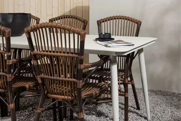 Lina Matgrupp 120 cm + 6 st Galera Karmstolar Brun/Vit - Brun/Vit - Utemöbler & utemiljö - Utegrupp - Matgrupp utomhus