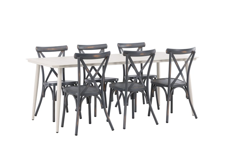 Lina Matgrupp Utomhus 120 cm + 6 st Tablas Matstolar - Mörkgrå/Vit - Utemöbler & utemiljö - Utegrupp - Matgrupp utomhus