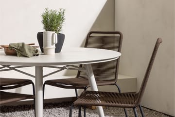 Lina Matgrupp Utomhus Rund 120 cm + 4 st Lindos Matstolar - Mörkbrun/Vit - Utemöbler & utemiljö - Utegrupp - Matgrupp utomhus