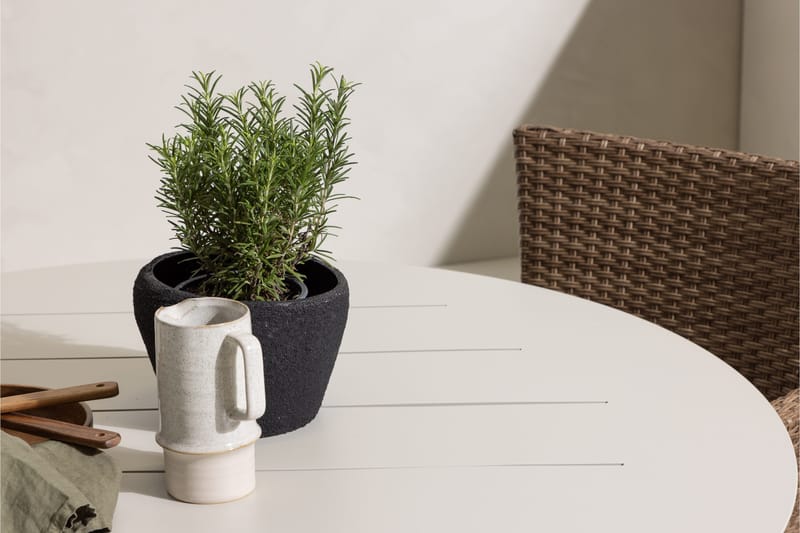 Lina Matgrupp Utomhus Rund 120 cm + 4 st Malina Karmstolar - Brun/Vit - Utemöbler & utemiljö - Utegrupp - Matgrupp utomhus