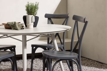 Lina Matgrupp Utomhus Rund 120 cm + 4 st Tablas Matstolar - Mörkgrå/Vit - Utemöbler & utemiljö - Utegrupp - Matgrupp utomhus