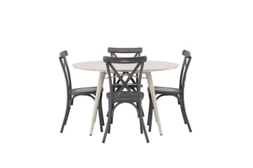 Lina Matgrupp Utomhus Rund 120 cm + 4 st Tablas Matstolar - Mörkgrå/Vit - Utemöbler & utemiljö - Utegrupp - Matgrupp utomhus