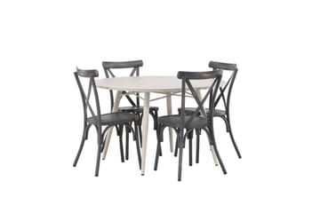 Lina Matgrupp Utomhus Rund 120 cm + 4 st Tablas Matstolar - Mörkgrå/Vit - Utemöbler & utemiljö - Utegrupp - Matgrupp utomhus