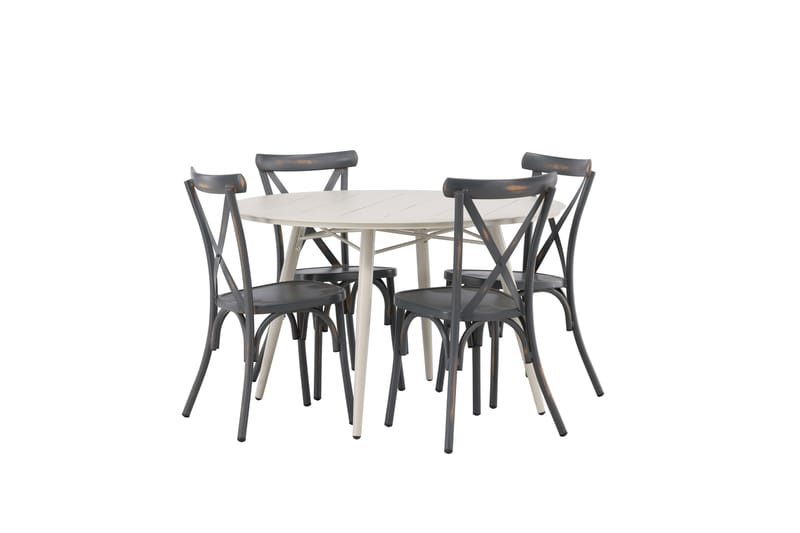 Lina Matgrupp Utomhus Rund 120 cm + 4 st Tablas Matstolar - Mörkgrå/Vit - Utemöbler & utemiljö - Utegrupp - Matgrupp utomhus
