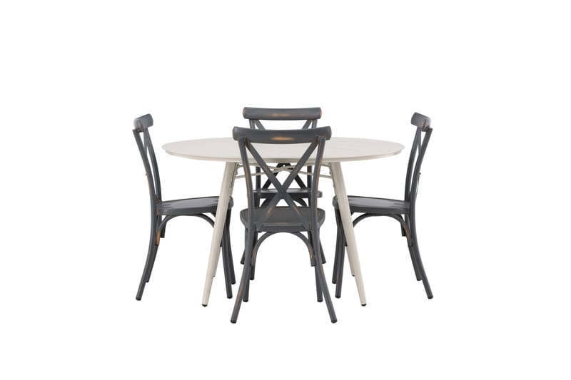 Lina Matgrupp Utomhus Rund 120 cm + 4 st Tablas Matstolar - Mörkgrå/Vit - Utemöbler & utemiljö - Utegrupp - Matgrupp utomhus