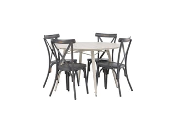 Lina Matgrupp Utomhus Rund 120 cm + 4 st Tablas Matstolar - Mörkgrå/Vit - Utemöbler & utemiljö - Utegrupp - Matgrupp utomhus