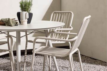 Lina Matgrupp Utomhus Rund 120 cm + 4 st Peking Karmstolar - Beige/Vit - Utemöbler & utemiljö - Utegrupp - Matgrupp utomhus