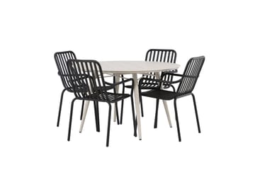Lina Matgrupp Utomhus Rund 120 cm + 4 st Peking Karmstolar - Svart/Vit - Utemöbler & utemiljö - Utegrupp - Matgrupp utomhus