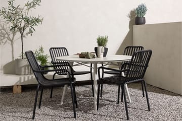 Lina Matgrupp Utomhus Rund 120 cm + 4 st Peking Karmstolar - Svart/Vit - Utemöbler & utemiljö - Utegrupp - Matgrupp utomhus