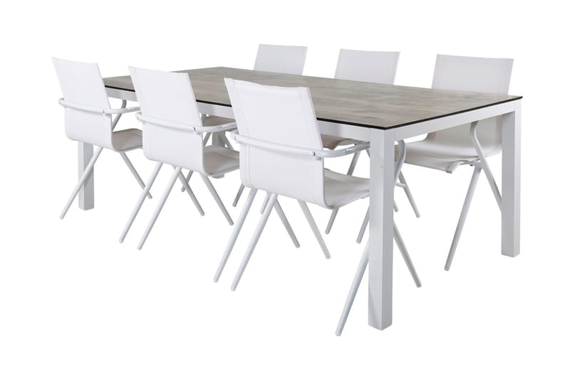 Llama Matgrupp 205cm + 6 Alina Matstolar Svart/Grå - Svart/Grå - Utemöbler & utemiljö - Utegrupp - Matgrupp utomhus