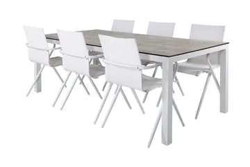 Llama Matgrupp 205cm + 6 Alina Matstolar Svart/Grå - Svart/Grå - Utemöbler & utemiljö - Utegrupp - Matgrupp utomhus