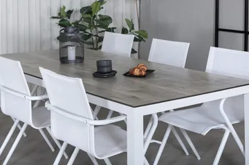 Llama Matgrupp 205cm + 6 Alina Matstolar Svart/Grå - Svart/Grå - Utemöbler & utemiljö - Utegrupp - Matgrupp utomhus