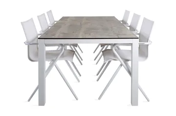 Llama Matgrupp 205cm + 6 Alina Matstolar Svart/Grå - Svart/Grå - Utemöbler & utemiljö - Utegrupp - Matgrupp utomhus