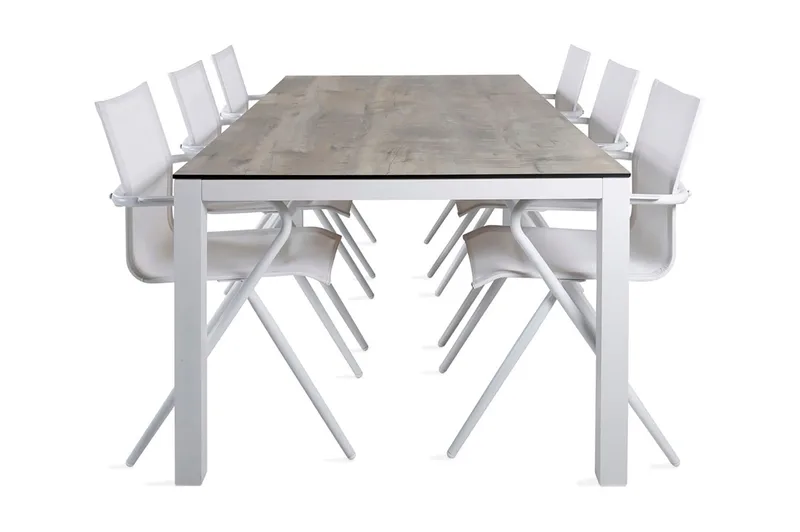 Llama Matgrupp 205cm + 6 Alina Matstolar Svart/Grå, Svart/Grå