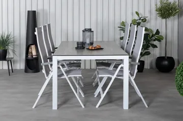 Llama Matgrupp Utomhus 205cm + 6 Albany Positionsstolar - Svart/Natur - Utemöbler & utemiljö - Utegrupp - Matgrupp utomhus