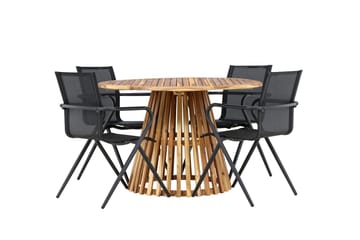 Matgrupp Utomhus Lumpur 110 cm Rund med 4 Alina Utestolar - Natur - Utemöbler & utemiljö - Utegrupp - Matgrupp utomhus