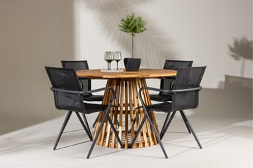 Matgrupp Utomhus Lumpur 110 cm Rund med 4 Alina Utestolar - Natur - Utemöbler & utemiljö - Utegrupp - Matgrupp utomhus