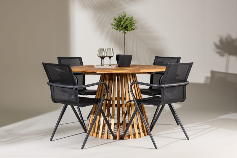 Matgrupp Utomhus Lumpur 110 cm Rund med 4 Alina Utestolar - Natur - Utemöbler & utemiljö - Utegrupp - Matgrupp utomhus