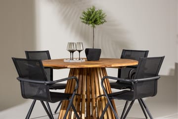 Matgrupp Utomhus Lumpur 110 cm Rund med 4 Alina Utestolar - Natur - Utemöbler & utemiljö - Utegrupp - Matgrupp utomhus