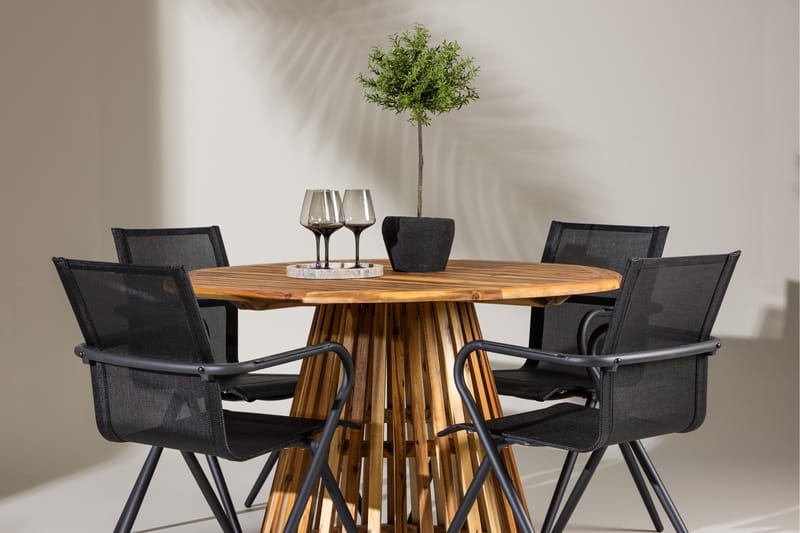 Matgrupp Utomhus Lumpur 110 cm Rund med 4 Alina Utestolar - Natur - Utemöbler & utemiljö - Utegrupp - Matgrupp utomhus