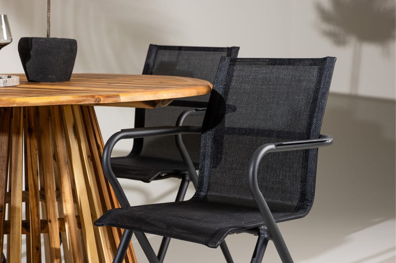 Matgrupp Utomhus Lumpur 110 cm Rund med 4 Alina Utestolar - Natur - Utemöbler & utemiljö - Utegrupp - Matgrupp utomhus