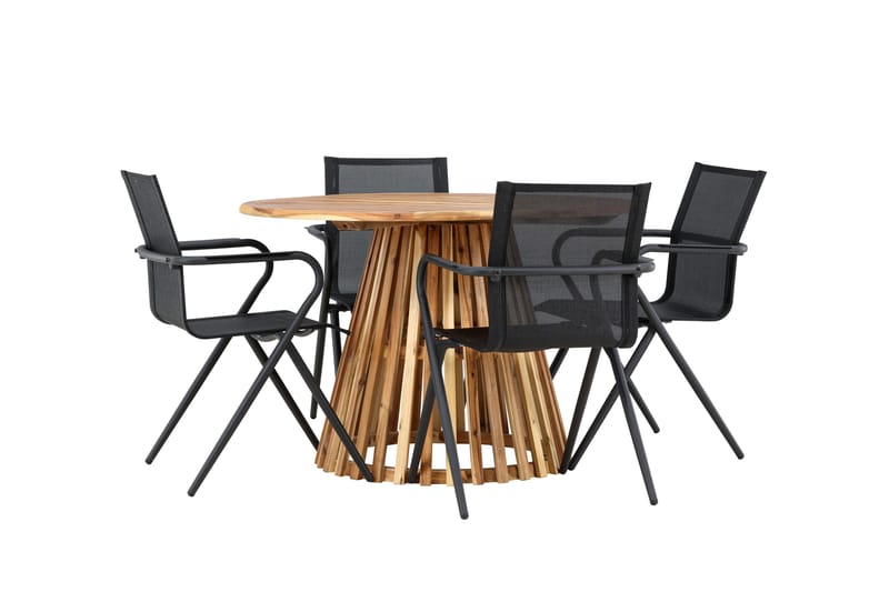 Matgrupp Utomhus Lumpur 110 cm Rund med 4 Alina Utestolar - Natur - Utemöbler & utemiljö - Utegrupp - Matgrupp utomhus