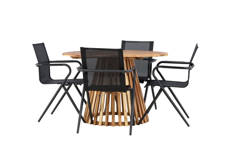 Matgrupp Utomhus Lumpur 110 cm Rund med 4 Alina Utestolar - Natur - Utemöbler & utemiljö - Utegrupp - Matgrupp utomhus