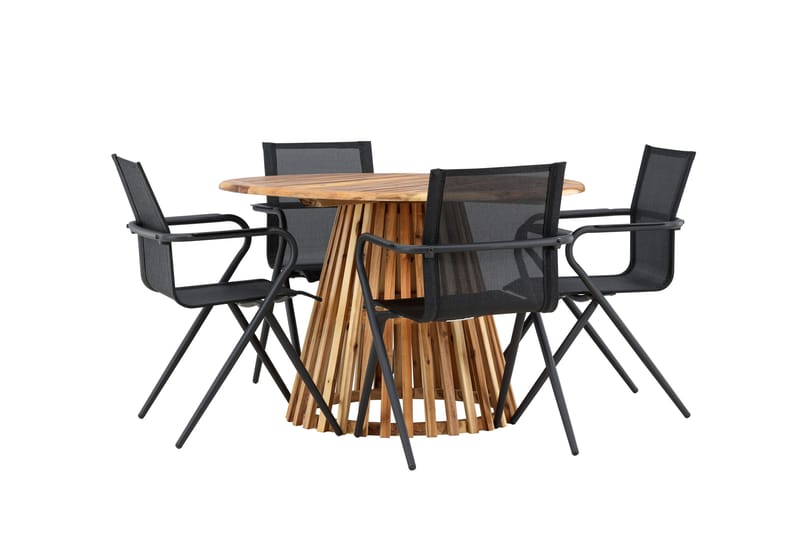 Matgrupp Utomhus Lumpur 110 cm Rund med 4 Alina Utestolar - Natur - Utemöbler & utemiljö - Utegrupp - Matgrupp utomhus