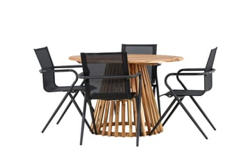 Matgrupp Utomhus Lumpur 110 cm Rund med 4 Alina Utestolar - Natur - Utemöbler & utemiljö - Utegrupp - Matgrupp utomhus