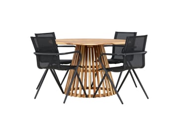 Matgrupp Utomhus Lumpur 110 cm Rund med 4 Alina Utestolar - Natur - Utemöbler & utemiljö - Utegrupp - Matgrupp utomhus
