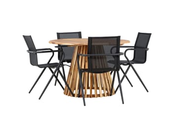 Matgrupp Utomhus Lumpur 110 cm Rund med 4 Alina Utestolar - Natur - Utemöbler & utemiljö - Utegrupp - Matgrupp utomhus
