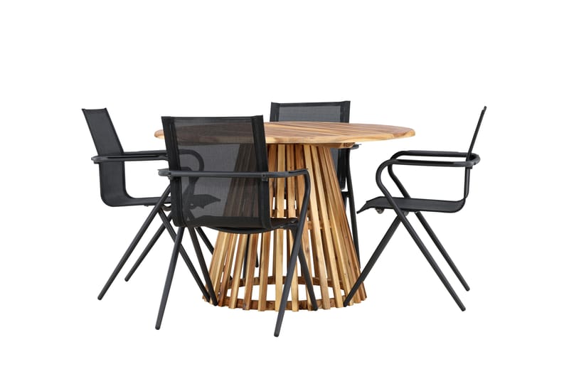 Matgrupp Utomhus Lumpur 110 cm Rund med 4 Alina Utestolar - Natur - Utemöbler & utemiljö - Utegrupp - Matgrupp utomhus