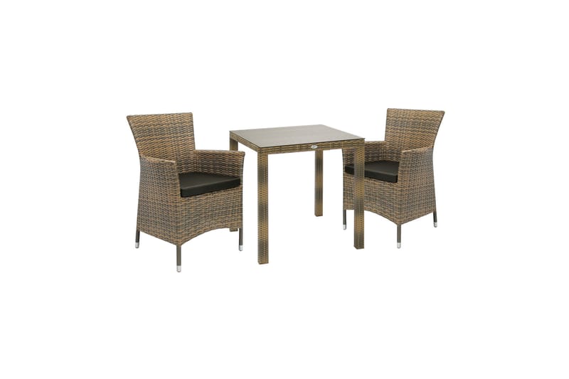 Möbelset WICKER Utebord och 2 Utestolar 73x73xH71cm - Utemöbler & utemiljö - Utegrupp - Matgrupp utomhus