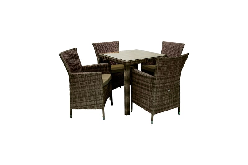 Möbelset WICKER Utebord och 4 Utestolar 73x73xH71 brun - Utemöbler & utemiljö - Utegrupp - Matgrupp utomhus