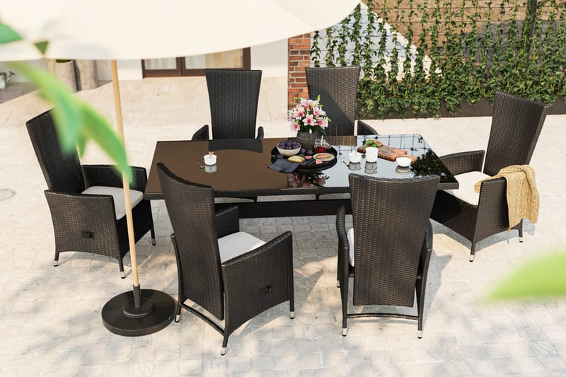 Majestic Matgrupp Utomhus 210 + 6 Jenny Ställbar Fåtölj - Svart - Utemöbler & utemiljö - Utegrupp - Matgrupp utomhus