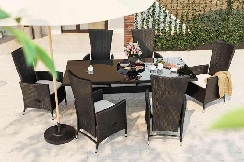 Majestic Matgrupp Utomhus 210 + 6 Jenny Ställbar Fåtölj - Svart - Utemöbler & utemiljö - Utegrupp - Matgrupp utomhus