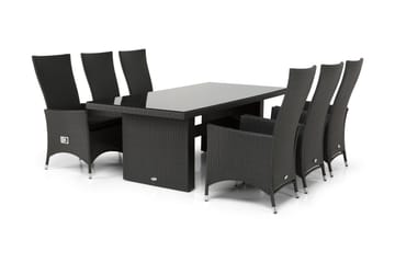 Majestic Matgrupp Utomhus 210 + 6 Jenny Ställbar Fåtölj - Svart - Utemöbler & utemiljö - Utegrupp - Matgrupp utomhus