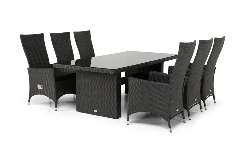 Majestic Matgrupp Utomhus 210 + 6 Jenny Ställbar Fåtölj - Svart - Utemöbler & utemiljö - Utegrupp - Matgrupp utomhus