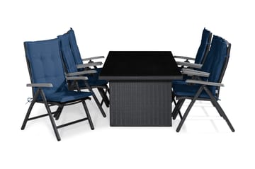 Majestic Matgrupp Utomhus 210x100+6 Monaco Positionsstol m Dyna - Svart/Grå/Blå - Utemöbler & utemiljö - Utegrupp - Matgrupp utomhus
