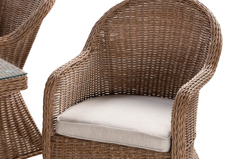 Marcus Matgrupp 140 Rund + 4 Light Fåtöljer m Dyna - Natur - Utemöbler & utemiljö - Utegrupp - Matgrupp utomhus