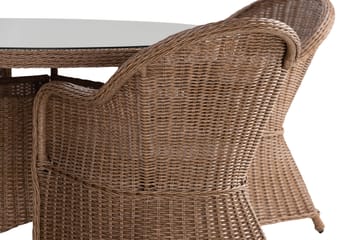 Marcus Matgrupp 140 Rund + 4 Light Fåtöljer m Dyna - Natur - Utemöbler & utemiljö - Utegrupp - Matgrupp utomhus