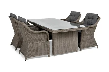 Marcus Matgrupp 200 + 4 Fåtöljer m Dyna - Grå - Utemöbler & utemiljö - Utegrupp - Matgrupp utomhus