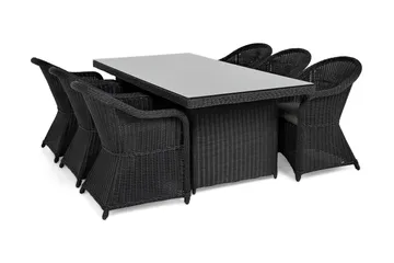 Marcus Matgrupp Utomhus 200 + 6 Light Fåtöljer m Dyna - Svart - Utemöbler & utemiljö - Utegrupp - Matgrupp utomhus