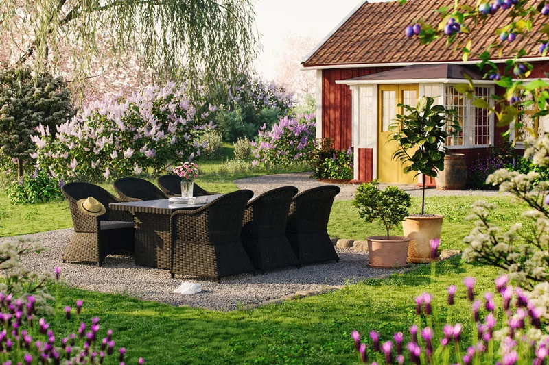 Marcus Matgrupp Utomhus 200 + 6 Light Fåtöljer m Dyna - Svart - Utemöbler & utemiljö - Utegrupp - Matgrupp utomhus