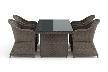 Marcus utomhus matgrupp 160x90 cm med 4 Marcus Light utefåtöljer - Grå - Utemöbler & utemiljö - Utegrupp - Matgrupp utomhus